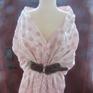 NWT Rare Helen Welsh Group Mauve Ivory Polka Dot L reversible wrap scarf